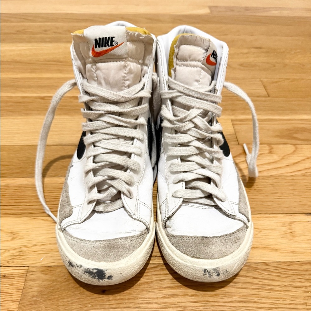Nike Blazer Mid 77 Womens High Top Sneaker White Sail Black Leather Suede US 9 - Picture 7 of 12